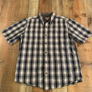Carhartt Blue and white plaid shirt sleeve button up shirt men’s large